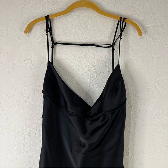 Zara Satin Effect Cut Out Back Midi Dress Black Blogger Favorite Tik Tok Viral - Picture 7 of 16